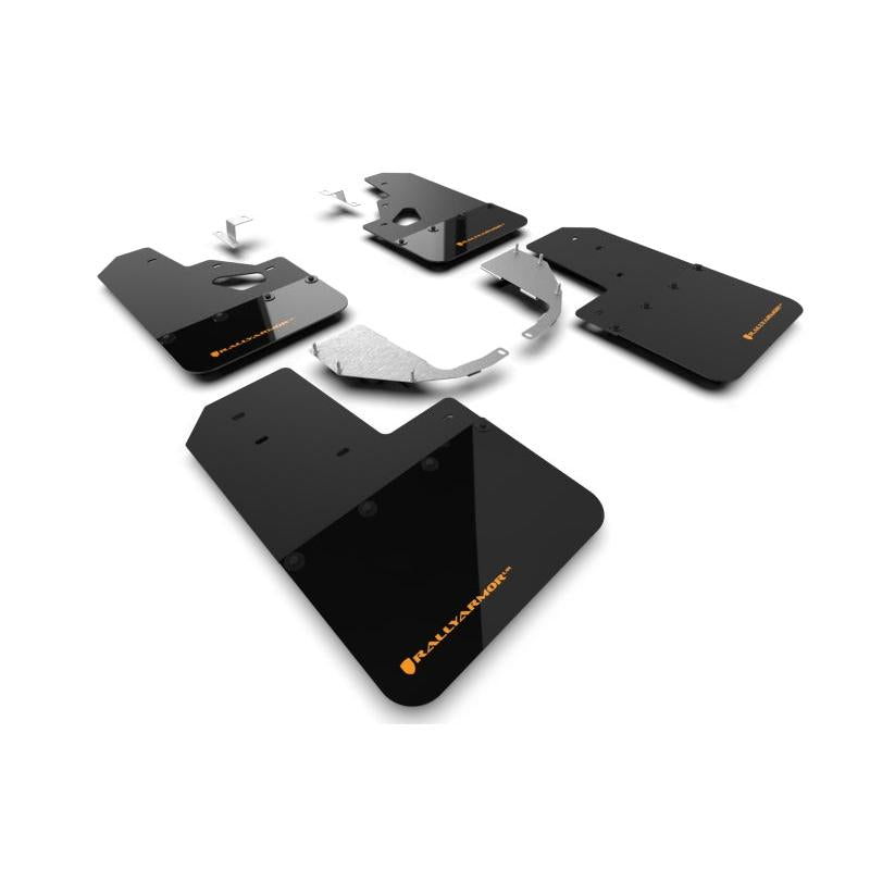 Rally Armor 21-22 Ford Bronco (Steel Bmpr + RR- NO Rptr/Sprt) Blk Mud Flap w/Cy Orange Logo
