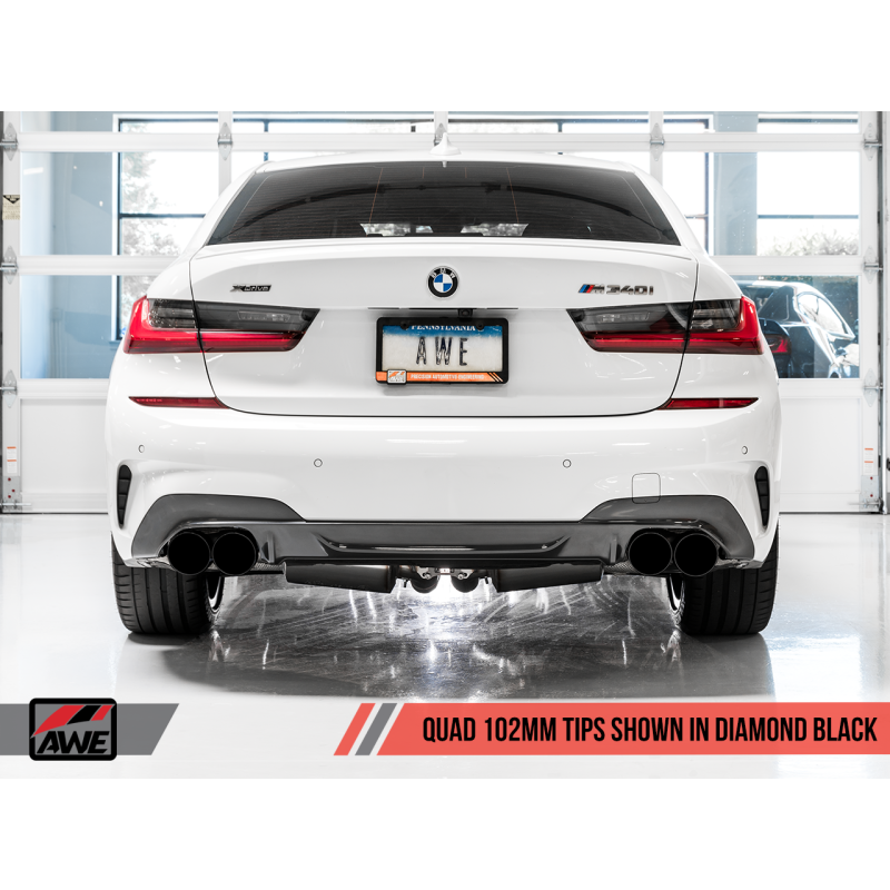 AWE Tuning 2019+ BMW M340i (G20) Track Edition Exhaust - Quad Diamond Black Tips