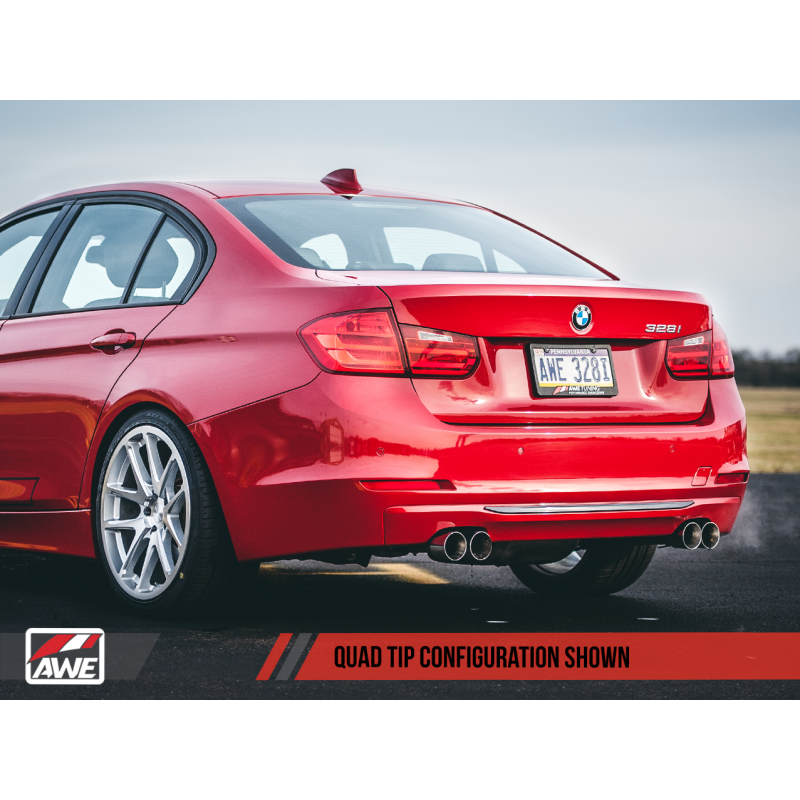 AWE Tuning BMW F3X N20/N26 328i/428i Touring Edition Exhaust Quad Outlet - 80mm Diamond Black Tips