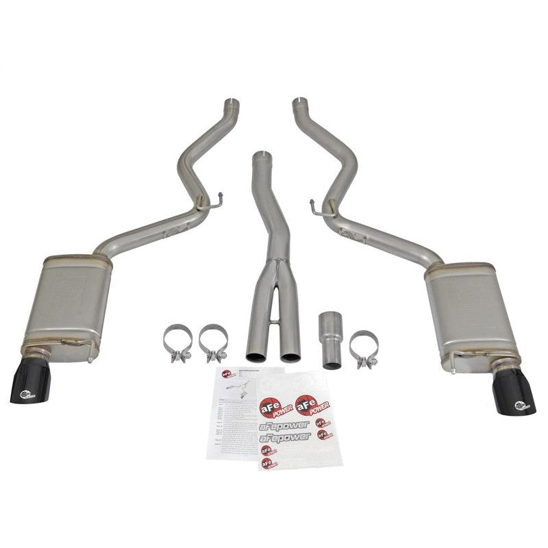aFe MACHForce XP Exhausts Cat-Back SS-304 EXH w/ Black Tips 15-16 Ford Mustang EcoBoost 2.3L (t)