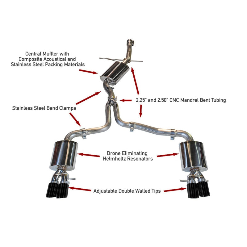 AWE Tuning Audi B8 A4 Touring Edition Exhaust - Quad Tip Diamond Black Tips - Does not fit Cabriolet