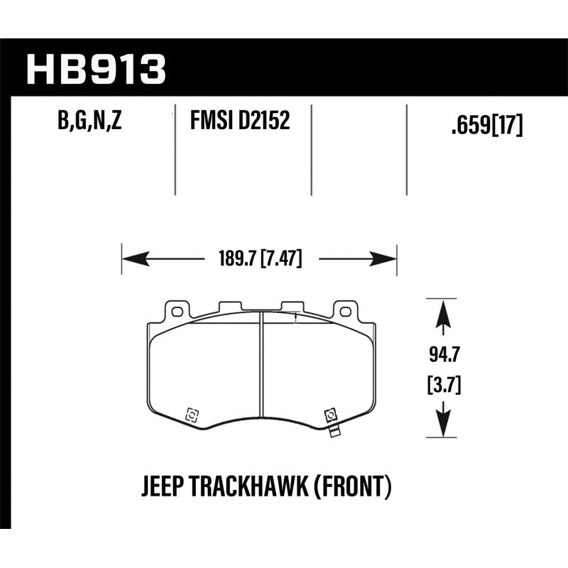 Hawk 18-19 Jeep Grand Cherokee Trackhawk HP+ Front Brake Pads - T1 Motorsports