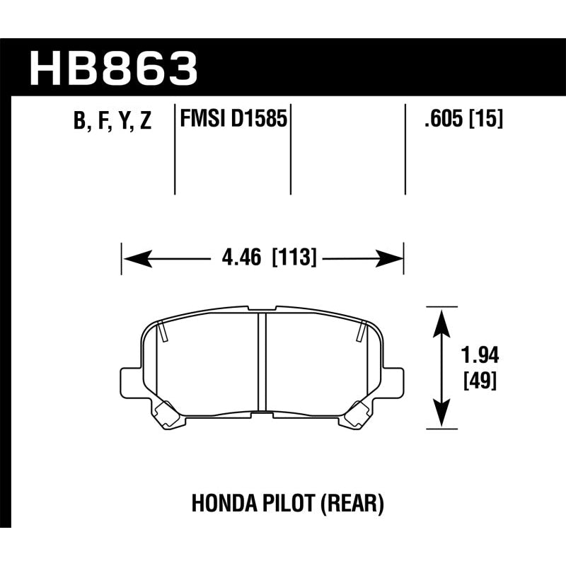 Hawk 12-15 Honda Pilot Performance Ceramic Street Rear Brake Pads - T1 Motorsports