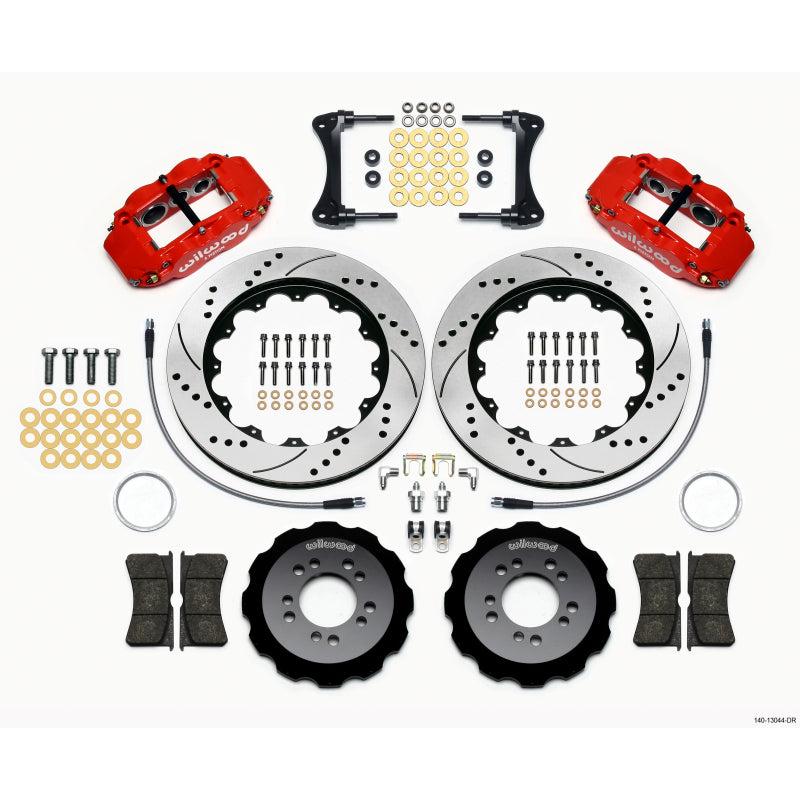 Wilwood Narrow Superlite 6R Front Hat Kit 14.00in Drilled Red 2008-up Hyundai Genesis Coupe w/Lines - T1 Motorsports