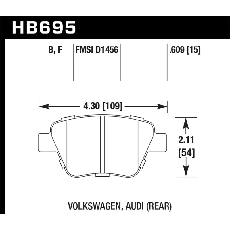 Hawk 12 Audi A3 / 11-12 VW Golf GTI/Jetta S/Jetta SE/Jetta SEL/Jetta TDI HPS Street Rear Brake Pads - T1 Motorsports
