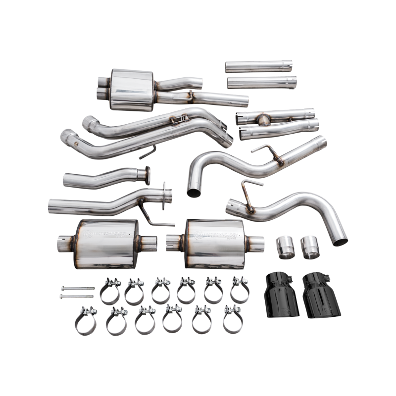 AWE 16-22 Toyota Tacoma 0FG Catback Exhaust w/ BashGuard - Dual Diamond Black Tips