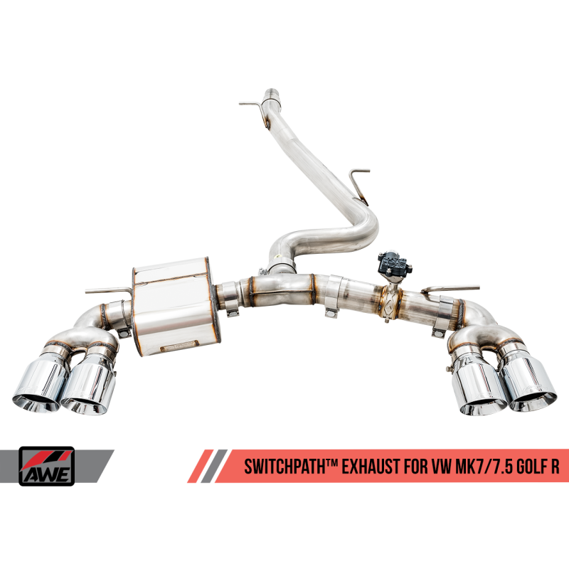 AWE Tuning Mk7 Golf R SwitchPath Exhaust w/Chrome Silver Tips 102mm - T1 Motorsports