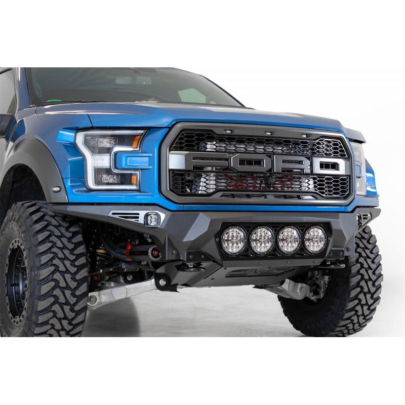Addictive Desert Designs 17-20 Ford F-150 Raptor Bomber Front Bumper w/ 4 Rigid 360 6in Round Mounts