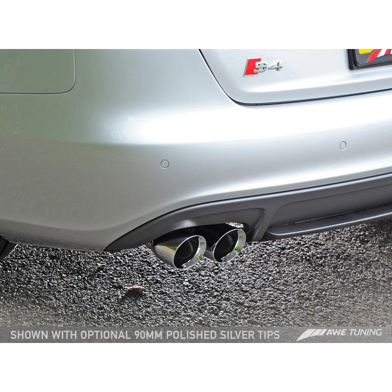 AWE Tuning Audi B8 / B8.5 S4 3.0T Touring Edition Exhaust - Chrome Silver Tips (90mm)