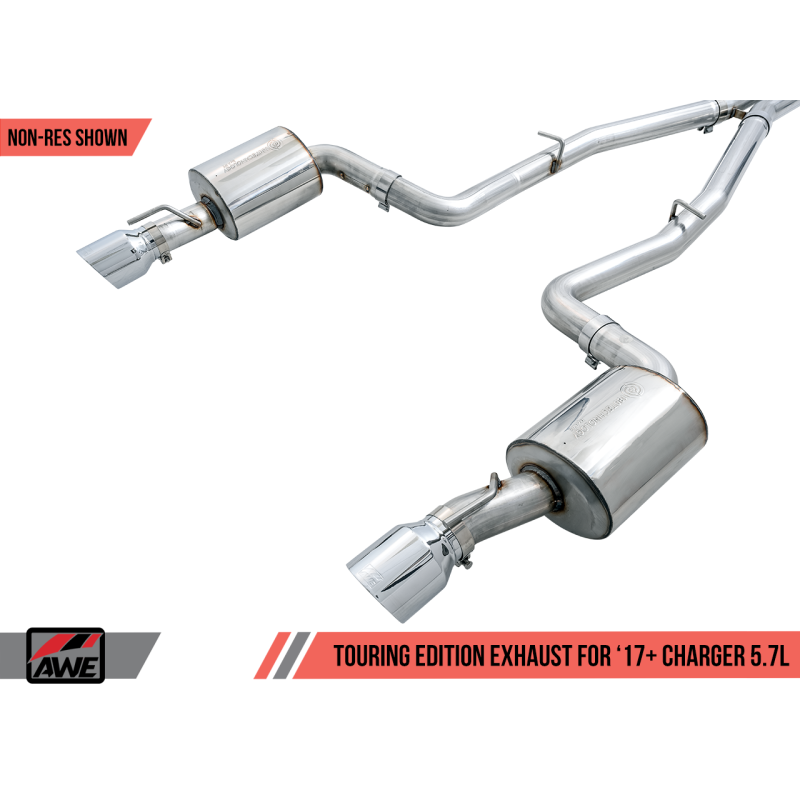 AWE Tuning 2015+ Dodge Charger 6.4L/6.2L SC Non-Resonated Touring Edition Exhaust - Silver Tips