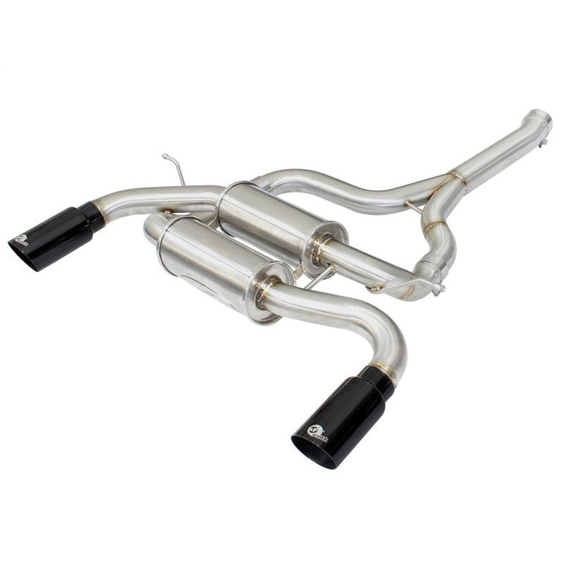 aFe MACHForce XP SS-304 Black Tip 2.5in Dia Axle Back Exhaust 12-15 BMW 335i (F30) 3.0L (t)