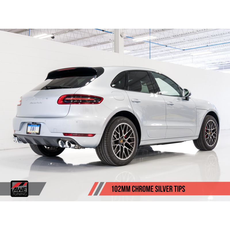 AWE Tuning Porsche Macan Track Edition Exhaust System - Chrome Silver 102mm Tips