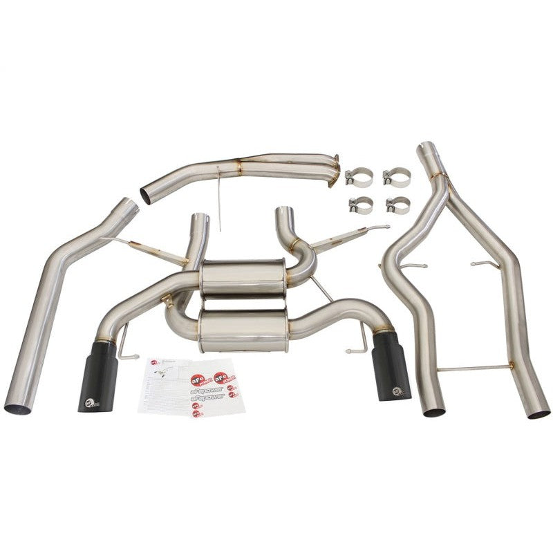 aFe MACHForce XP SS-304 Black Tip 3.0in-2.5in Dia Cat Back Exhaust 11-13 BMW 335i (E90/E92) 3.0L