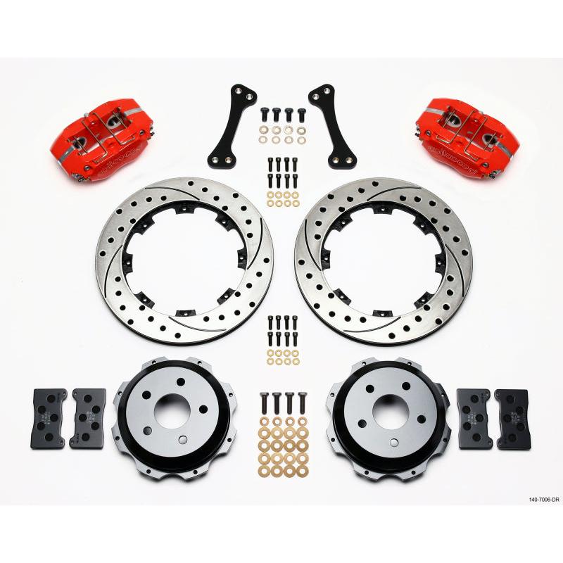 Wilwood Dynapro Rear Kit 12.19in Drilled Red Subaru Impreza WRX - T1 Motorsports