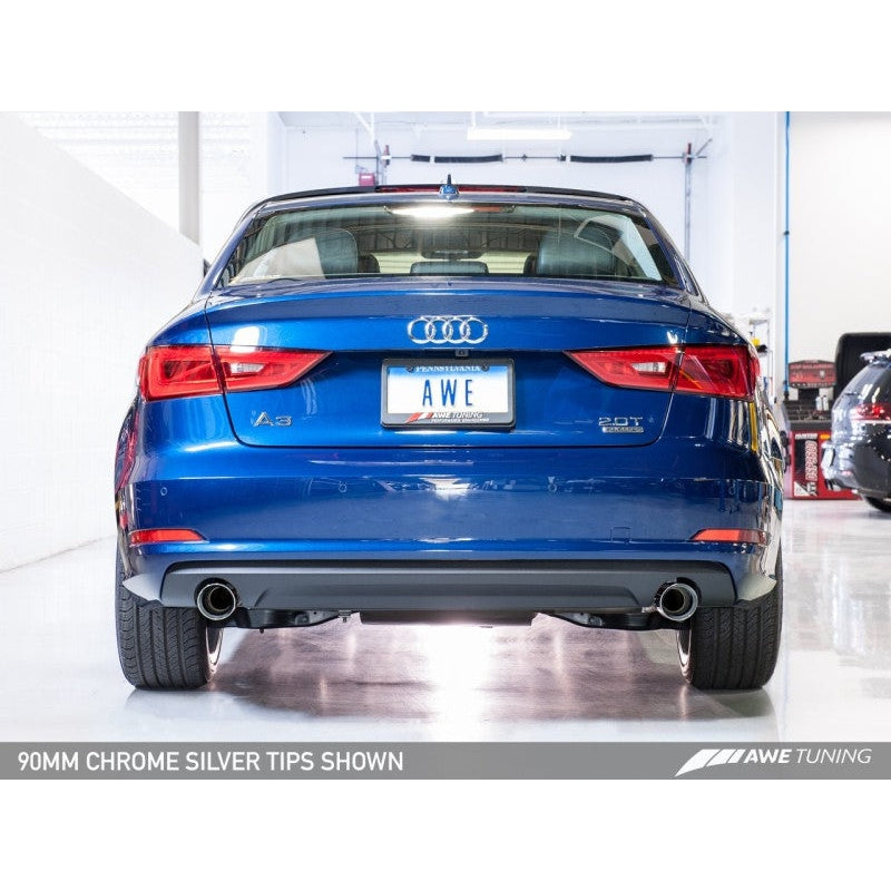 AWE Tuning Audi 8V A3 Touring Edition Exhaust - Dual Outlet Chrome Silver 90 mm Tips
