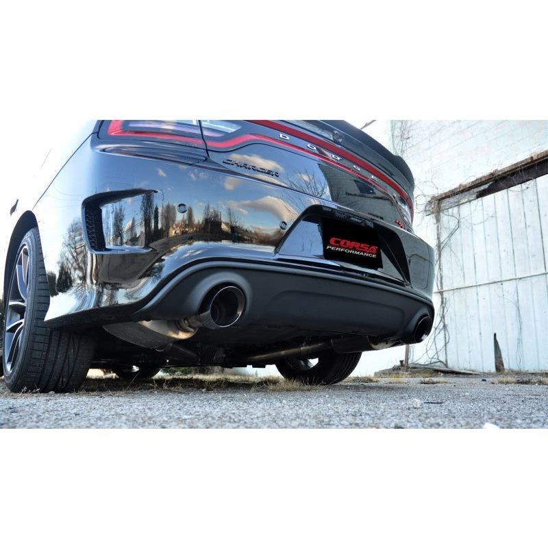 Corsa 15-16 Dodge Charger SRT/Scat Pack/R/T 6.4L Black Xtreme Cat-Back Exhaust - T1 Motorsports