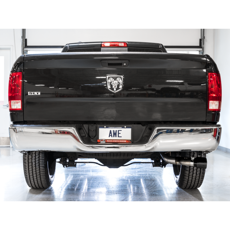 AWE Tuning 09-18 RAM 1500 5.7L (w/Cutouts) 0FG Dual Rear Exit Cat-Back Exhaust - Chrome Silver Tips