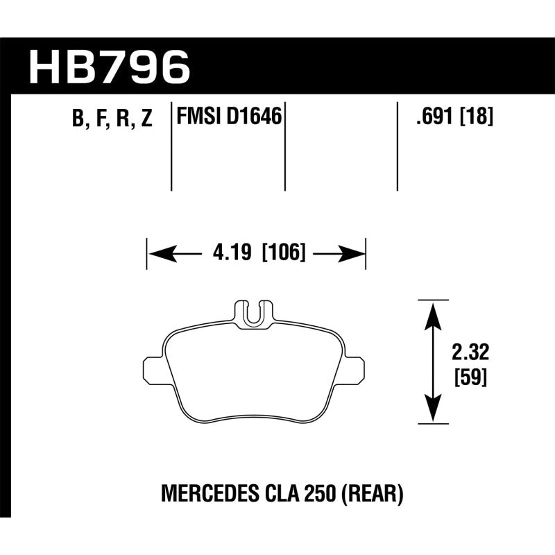 Hawk 14-17 Mercedes-Benz CLA 250 HPS 5.0 Rear Brake Pads - T1 Motorsports