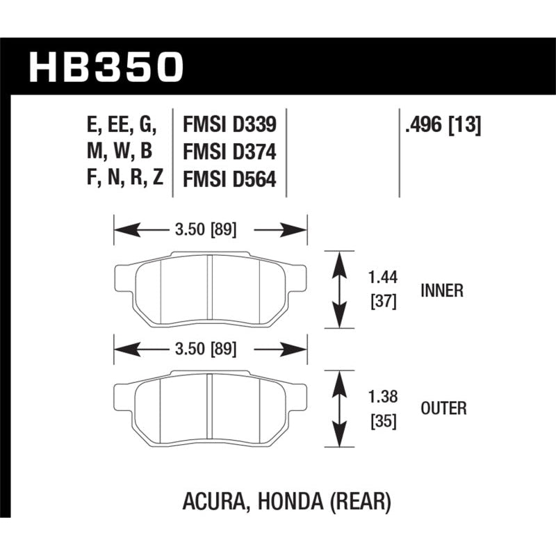 Hawk 90-01 Acura Integra (excl Type R) / 98-00 Civic Coupe Si HPS Street Rear Brake Pads - T1 Motorsports