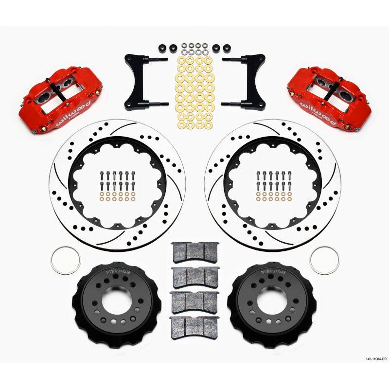 Wilwood Narrow Superlite 6R Front Hat Kit 14.00in Drill Red 93-96 Mazda RX7 - T1 Motorsports