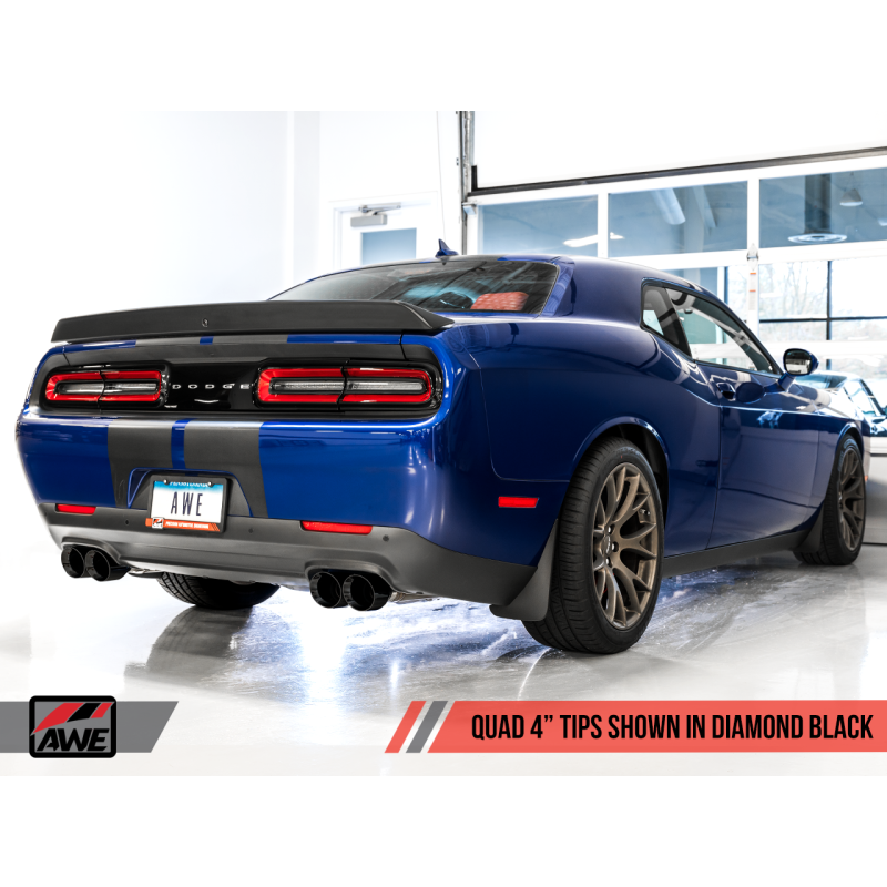 AWE Tuning 2017+ Dodge Challenger 5.7L Track Edition Exhaust - Diamond Black Quad Tips