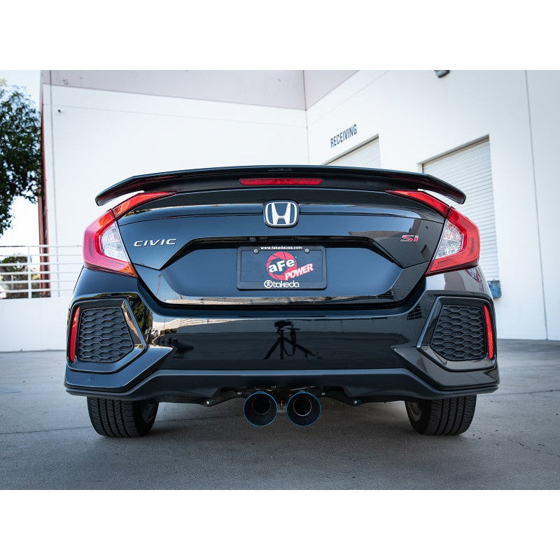 aFe Takeda 2.5in 304 SS Cat-Back Exhaust System w/ Blue Tips 17-20 Honda Civic Si Sedan I4 1.5L