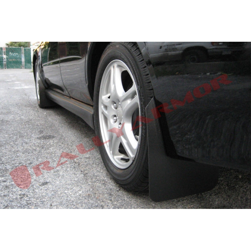 Rally Armor 02-07 Subaru WRX/STI/RS/2.5i (wagons req mod) Basic Black Mud Flap w/ Black Logo - T1 Motorsports