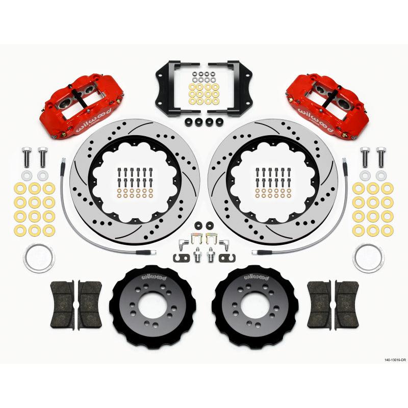 Wilwood Narrow Superlite 6R Front Hat Kit 14.00in Drill Red 2013-Up Ford Focus ST w/ Lines - T1 Motorsports
