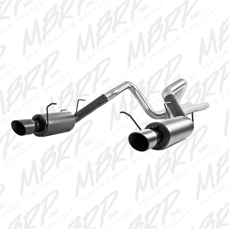 MBRP 11-14 Ford Mustang GT 5.0L 3in Cat Back Dual Split Rear Street Version 4in Tips - Black - T1 Motorsports