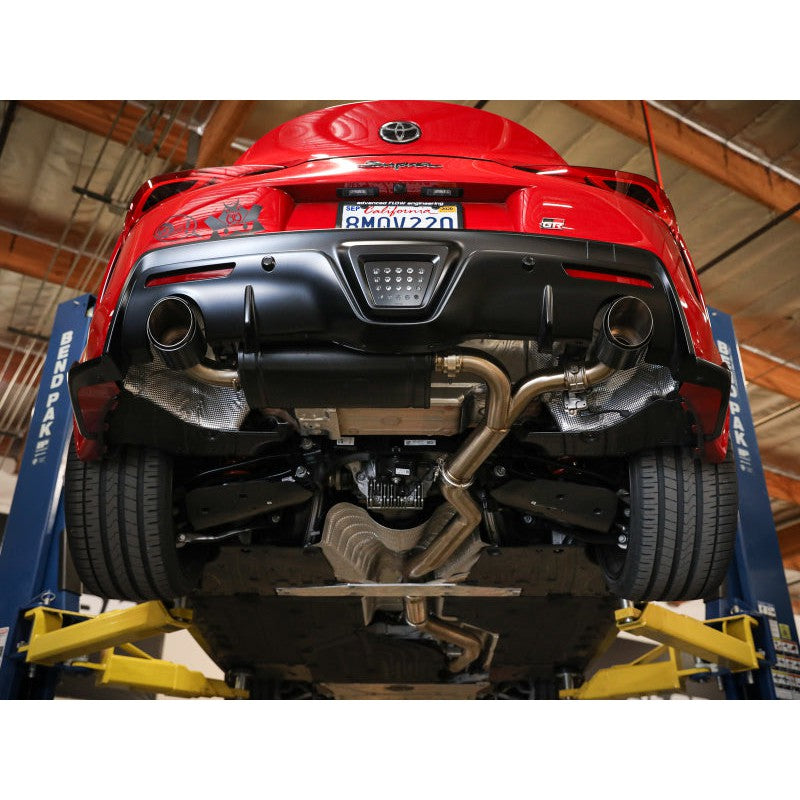 aFe POWER Takeda 2020 Toyota Supra L6-3.0L (t) 3in-2.5in 304 SS CB Exhaust Carbon Tips