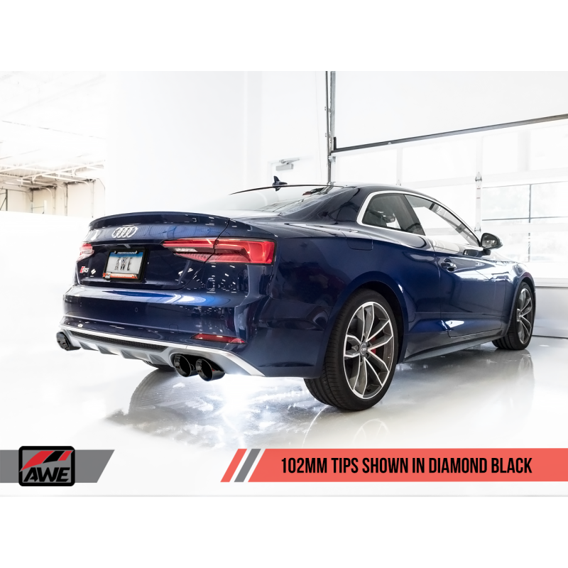 AWE Tuning Audi B9 S5 Coupe 3.0T Track Edition Exhaust - Diamond Black Tips (102mm)