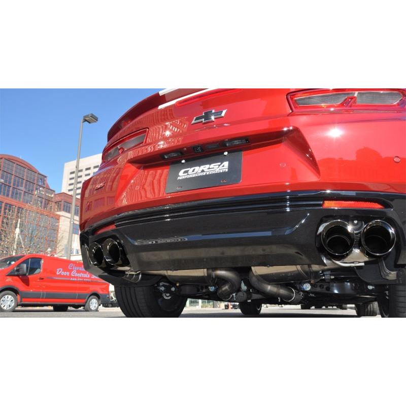 Corsa Xtreme+ 2.75in Cat-Back Dual Rear Exit w/ Twin 4in Black PVD Tips - 2016-2024 Chevy Camaro SS 6.2L