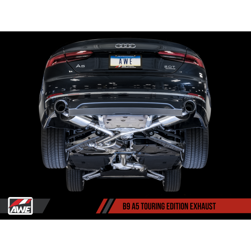 AWE Tuning Audi B9 A5 Touring Edition Exhaust Dual Outlet - Diamond Black Tips (Includes DP)