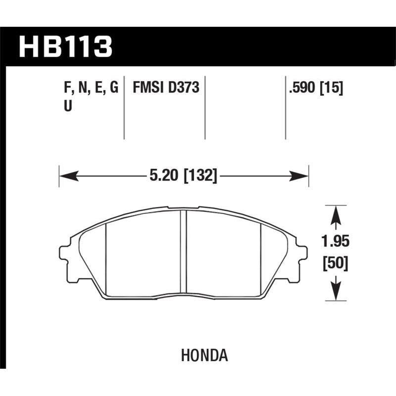 Hawk Honda/ Acura 88-91 Civic Wagon/90-91CRX Si/ 88-90 Prelude S HPS Street Front Brake Pads - T1 Motorsports