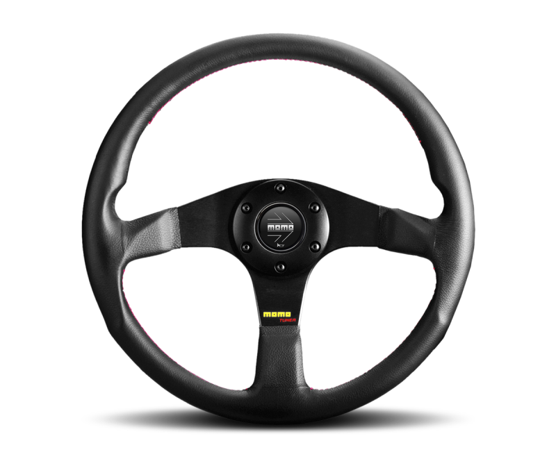Momo Tuner Steering Wheel 320 mm - Black Leather/Red Stitch/Black Spok
