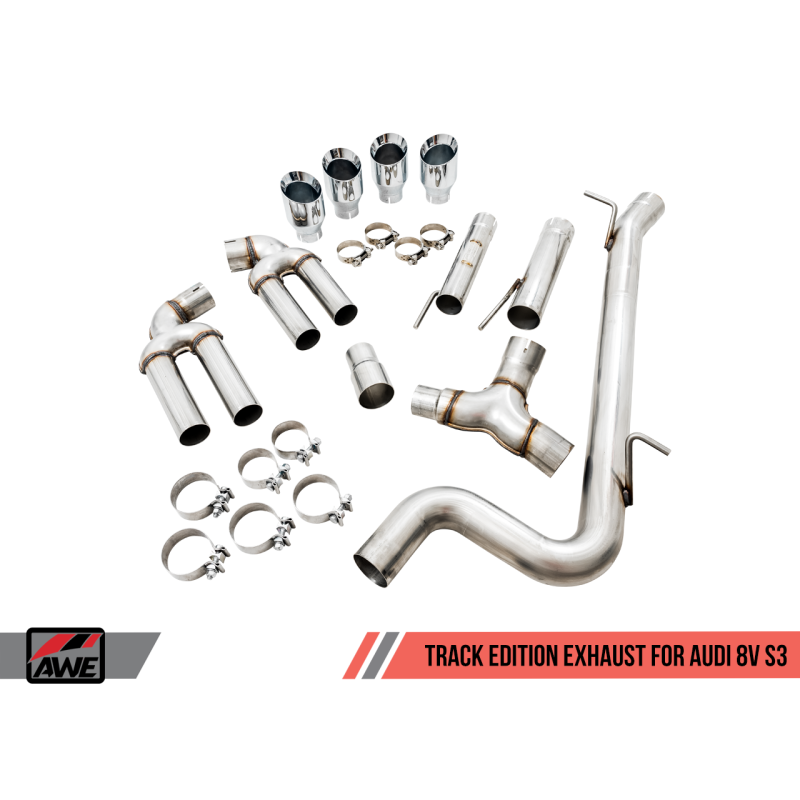 AWE Tuning Audi 8V S3 Track Edition Exhaust w/Diamond Black Tips 102mm