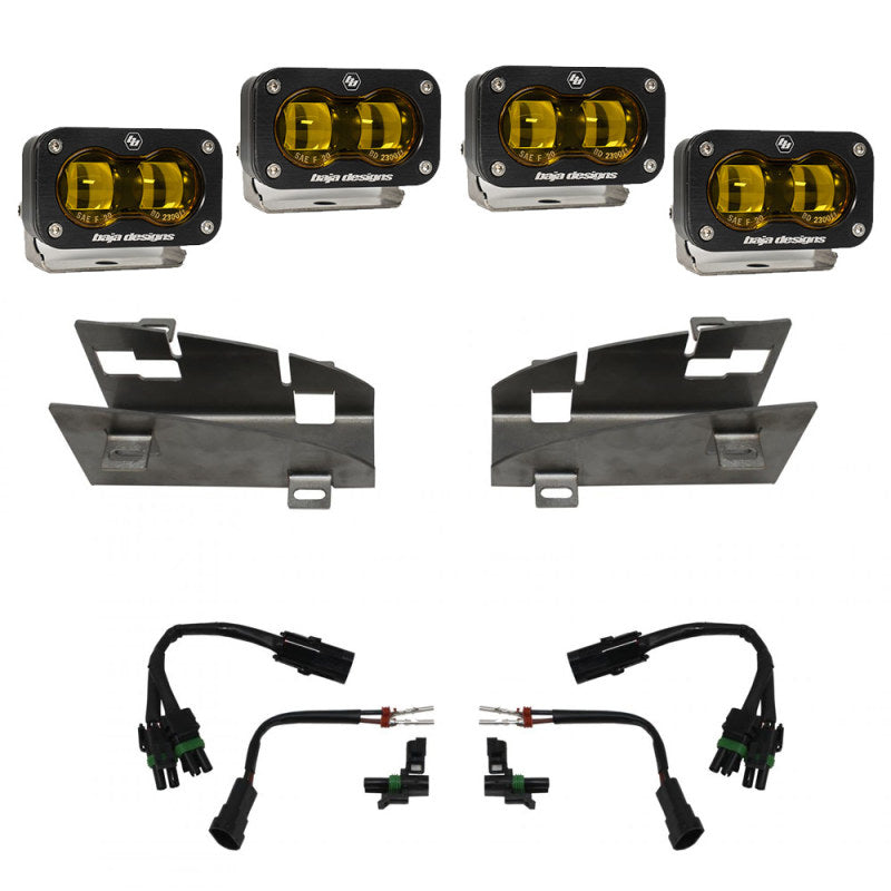 Baja Designs 19-22 Dodge RAM 1500 Rebel / 21-22 1500 TRX S2 SAE Dual Fog Pocket Light Kit - Amber - T1 Motorsports