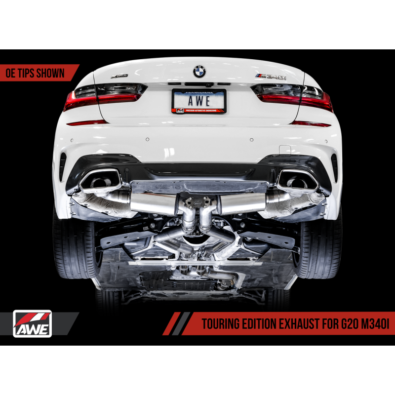 AWE Tuning 2019+ BMW M340i (G20) Resonated Touring Edition Exhaust (Use OE Tips)