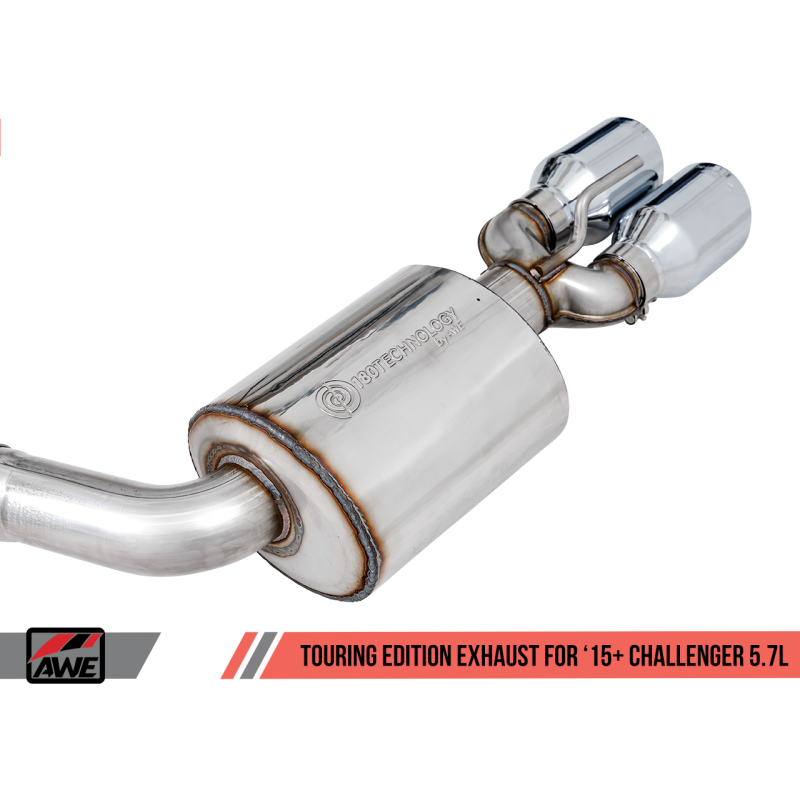 AWE Tuning 2017+ Challenger 5.7L Touring Edition Exhaust - Non-Resonated - Chrome Silver Quad Tips