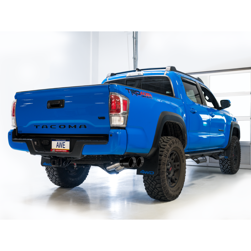 AWE 16-22 Toyota Tacoma 0FG Catback Exhaust w/ BashGuard - Dual Diamond Black Tips