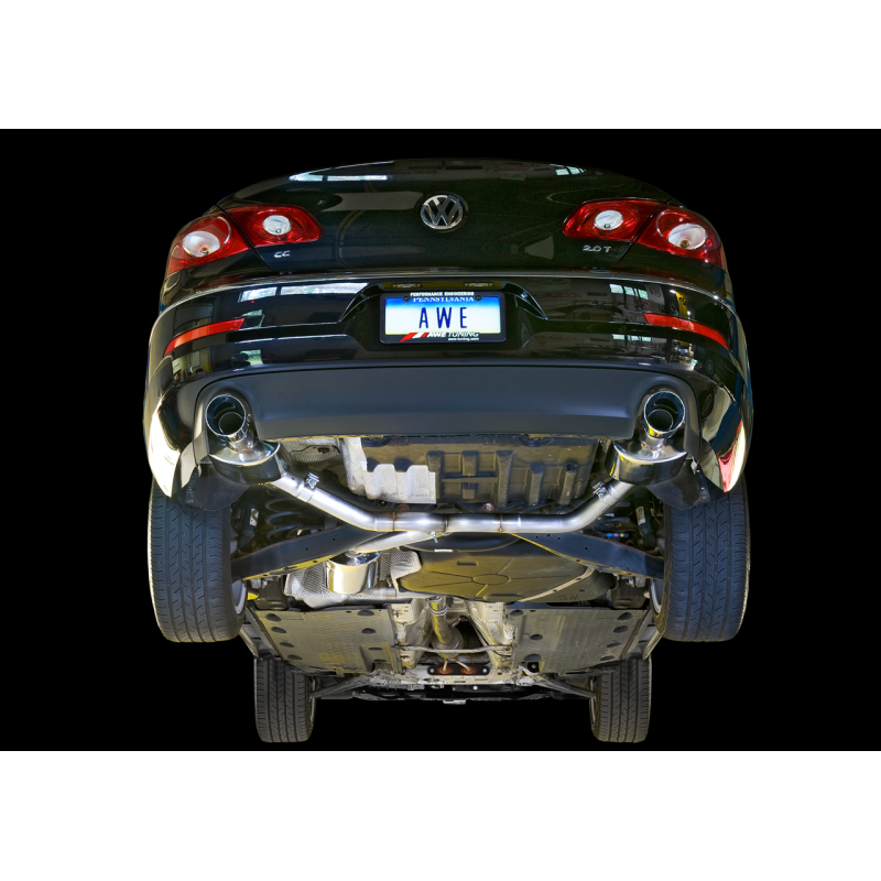 AWE Tuning VW CC Touring Edition Exhaust Dual Outlet - Chrome Silver Tips