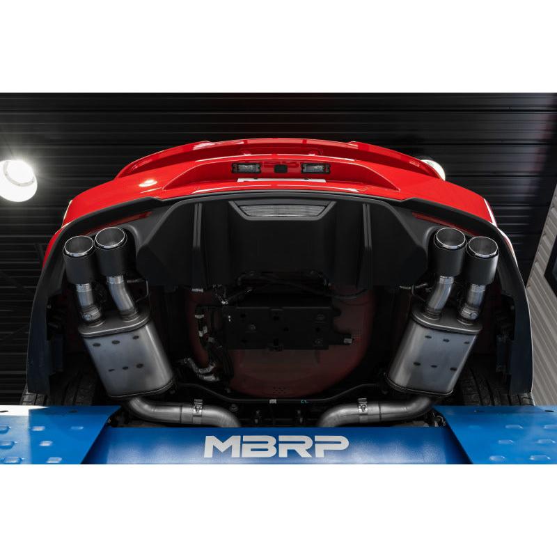 MBRP 18-20 Ford Mustang GT 5.0 w/ Quad Tip Active Exhaust Cat Back Split Rear T304 w/ Carb Fib Tips - T1 Motorsports