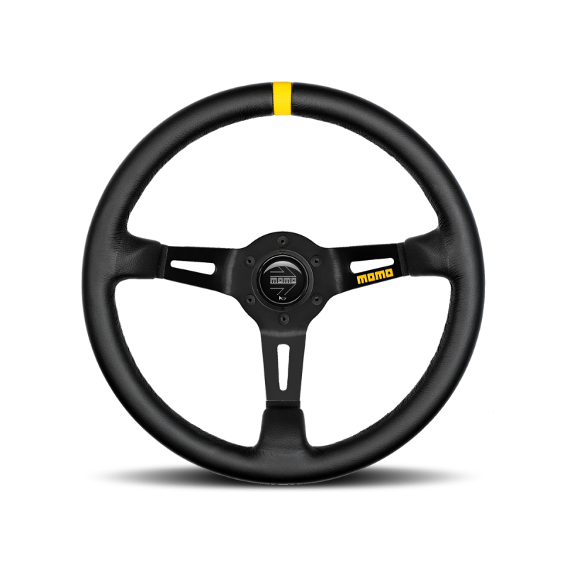 Momo MOD08 Steering Wheel 350 mm - Black Leather/Black Spokes/1 Stripe Momo MOD08 Steering Wheel 350 mm - Black Leather/Black Spokes/1 Stripe