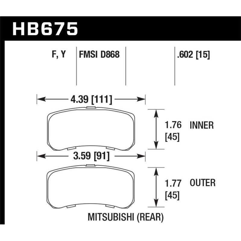 Hawk 09+ Mitsubishi Lancer Ralliart / 08+ Lancer GTS LTS Rear Brake Pads - T1 Motorsports