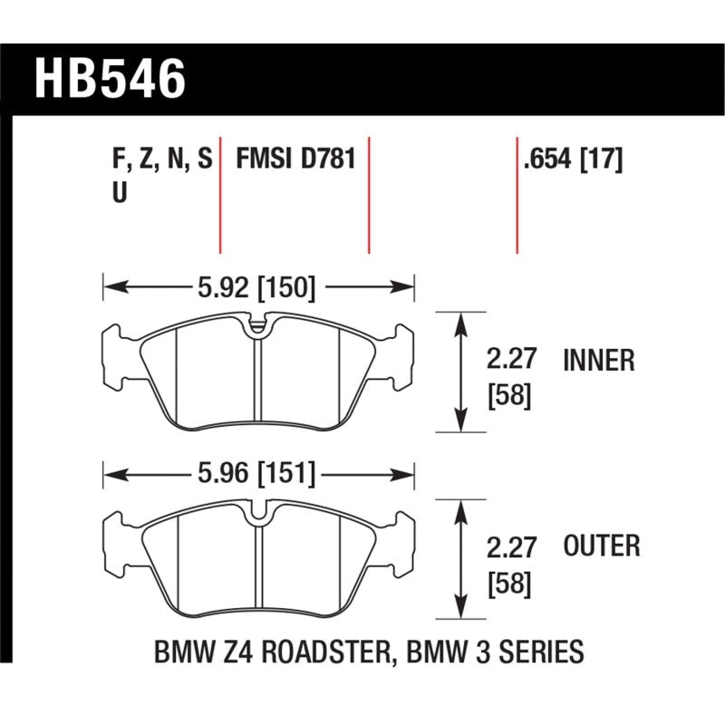 Hawk 08 BMW Z4 3.0L HPS 5.0 Front Brake Pads - T1 Motorsports