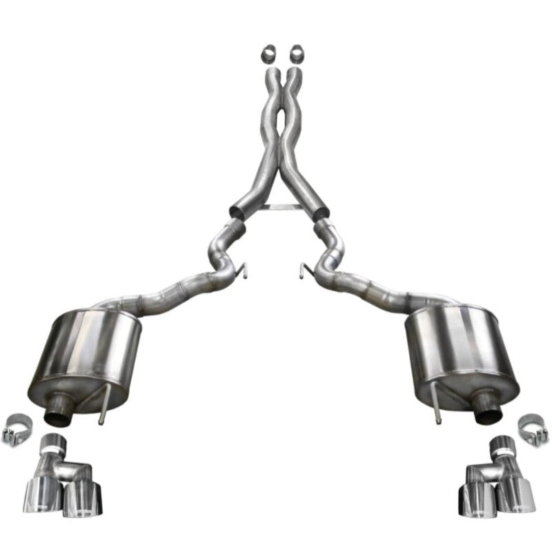 Corsa 18-20 Ford Mustang GT Convertible w/o Active Valves Xtreme Cat-Back w/ Polished 4in Tips - T1 Motorsports