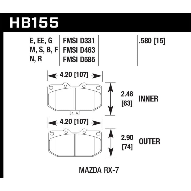 Hawk 90 Mazda RX-7 GXL/U / 86-91 & 93-95 RX-7 HT-10 Race Front Brake Pads - T1 Motorsports