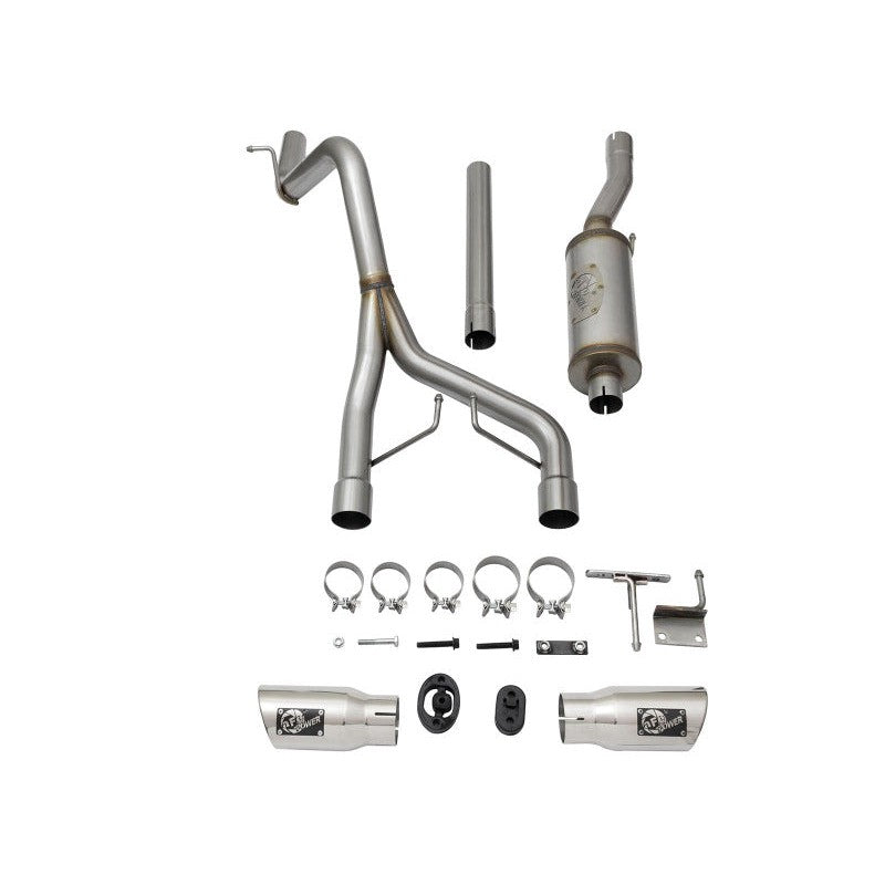 aFe Rebel Series CB 2.5in Dual Center Exit SS Exhaust w/ Polish Tip 07-15 Jeep Wrangler 3.6L/3.8L V6