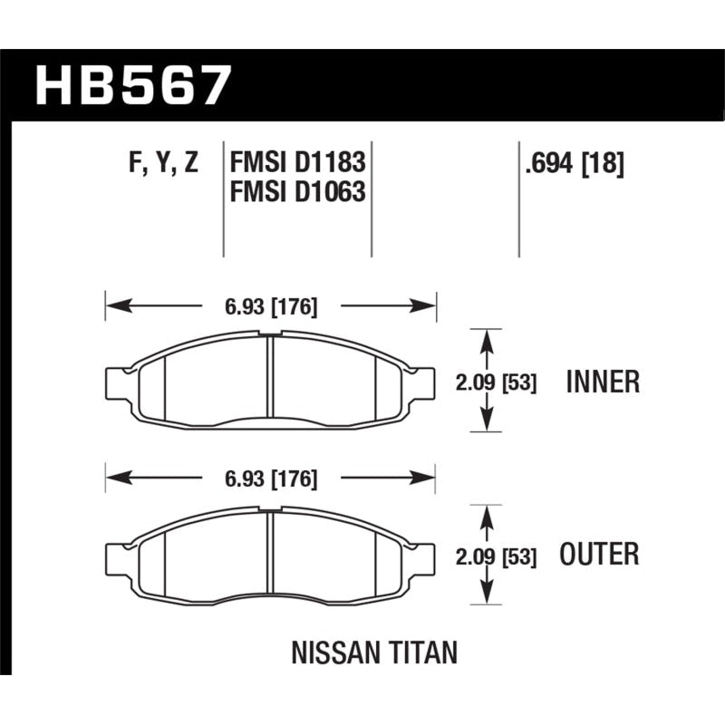 Hawk 04-06 infiniti QX56 / 05-06 Armada / 04 Pathfinder / 04-07 Titan LTS Street Front Brake Pads - T1 Motorsports