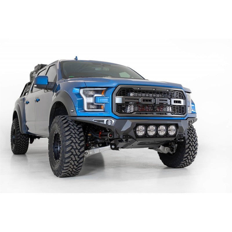 Addictive Desert Designs 17-20 Ford F-150 Raptor Bomber Front Bumper w/ 4 Rigid 360 6in Round Mounts